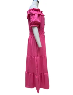 Spring Women's Fashion Chic Off Shoulder Short Sleeve A-Line Long Dress -Women Fashion Shop 0095d1f50003fa86