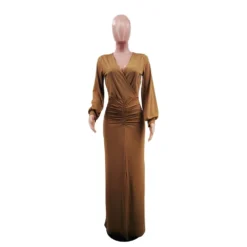 Women Casual Long Sleeve Solid V-Neck - Long Dress -Women Fashion Shop 0194d9aa6d9c8cc1