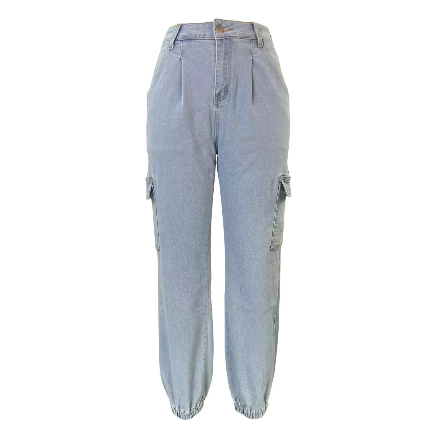 Women's Slim Fit Multi-Pocket Denim Cargo Pants 12 Women's Slim Fit Multi-Pocket Denim Cargo Pants - Image 10