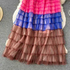 Women Irregular Gradient Cascading Ruffles Puffy Mesh Skirt -Women Fashion Shop 034da8243bf62182