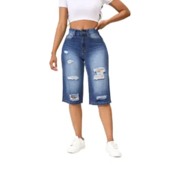 Summer Ripped Denim Pants Women's Three-Point Straight Leg Loose Trendy Midi Jeans 12 Summer Ripped Denim Pants Women's Three-Point Straight Leg Loose Trendy Midi Jeans -Women Fashion Shop 0353d19d3ed7dc35