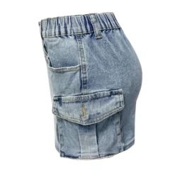 Women's Summer Retro Stretch Tight Fitting Cargo Pocket Denim Skirt -Women Fashion Shop 03ab27aa10b92aff