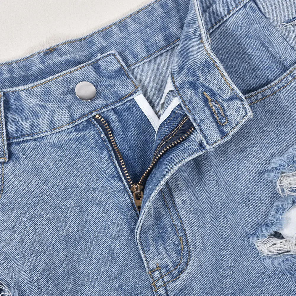 Summer Women's High Waist Ripped Wash Style Hole Tassel Short Shorts 7 Summer Women's High Waist Ripped Wash Style Hole Tassel Short Shorts - Image 5