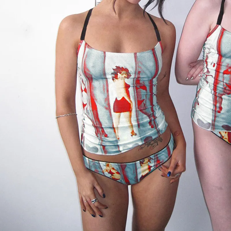 Fashion Vintage Print CamisOLe Feminine Outdoor Wear Low Back Basic Tank Top 5 Fashion Vintage Print CamisOLe Feminine Outdoor Wear Low Back Basic Tank Top - Image 3