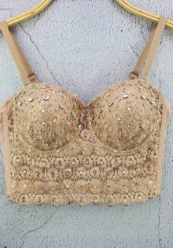 Women Lace Camisole Feminine V-neck Strapless With Breast Pads Bra Tank Crop Top -Women Fashion Shop 04d9bd465df6e836