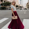 Elegant Solid Color Plus Size High Waist Women's Pleated Long Skirt -Women Fashion Shop 05141ac8535f967f