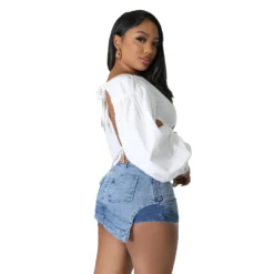 Casual Stretch Shorts Fashionable Front And Back Versatile Denim Pants Short Cargo Pants -Women Fashion Shop 05660934dd696442