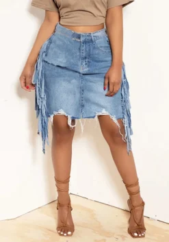 Fashion Ripped Tassel Wash Denim Sexy Bodycon Skirt Women -Women Fashion Shop 06dcf3b28d49a8f3