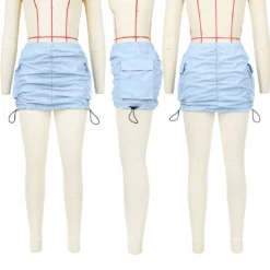 Women's Solid Pleated Elastic Spring Closure Sport Accordion Pocket Cargo Skirt -Women Fashion Shop 074f0e9b8d2ca15b