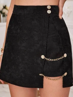 Women's Summer Sexy High Waist Slit Slim Chain Slit Skirt -Women Fashion Shop 077106960036c5f0