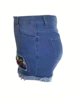 Summer Plus Size Elastic Patch Denim Shorts 11 Summer Plus Size Elastic Patch Denim Shorts -Women Fashion Shop 0a02818e02b73926