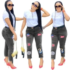 Autumn And Winter Women's Retro Trendy Fashion Embroidered Ripped Denim Pants -Women Fashion Shop 0af43a4d8417d970