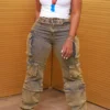 Women Cargo Wash Vintage Denim Pants 2 Women Cargo Wash Vintage Denim Pants -Women Fashion Shop 0b80b68132ed6b81