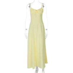 Women's Summer Sexy Strap Pleated Slim Waist Casual Long Dress -Women Fashion Shop 0bbbed2ef2d0c778