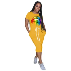 Classic Simple Casual Lip Drawstrings Waist Shirt Dress -Women Fashion Shop 0bbc58ffc5df52de