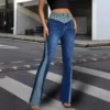 Women Patchwork Contrast Color Bell Bottom Denim Pant 2 Women Patchwork Contrast Color Bell Bottom Denim Pant -Women Fashion Shop 0c13181f2e0f6104