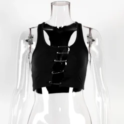 Summer Sleeveless Sexy Cropped Top Halter Neck Style Pin Button Cropped Tank Top Sweet Girl Top 39 Summer Sleeveless Sexy Cropped Top Halter Neck Style Pin Button Cropped Tank Top Sweet Girl Top -Women Fashion Shop 0c221e964e2a6d58