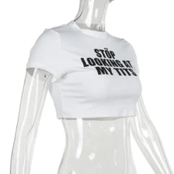 Casual Letter Printed Short Top Women's Summer Crop Slim T-Shirt -Women Fashion Shop 0c42b79c67d7946d