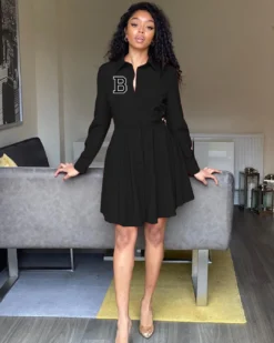 Women's Shirt Dress Long Sleeve Letter Print Dress -Women Fashion Shop 0c65d1f434d11e8a