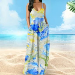 Women's Bohemian Strap Dress Digital Print Holidays Sexy Maxi Dress -Women Fashion Shop 0d65f982624c30a1