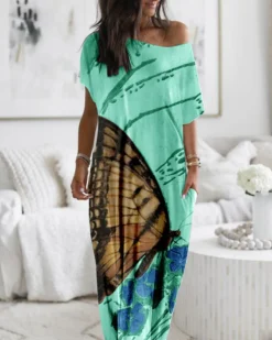 Women's Summer Positioning Print Long Shirt Dress -Women Fashion Shop 0e2c371ea3353b56