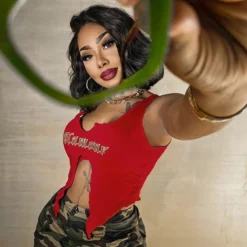 Women's Summer Printed Street U-neck Sleeveless Slit T-shirt Tops For Women -Women Fashion Shop 0e7794ddcd0cc553