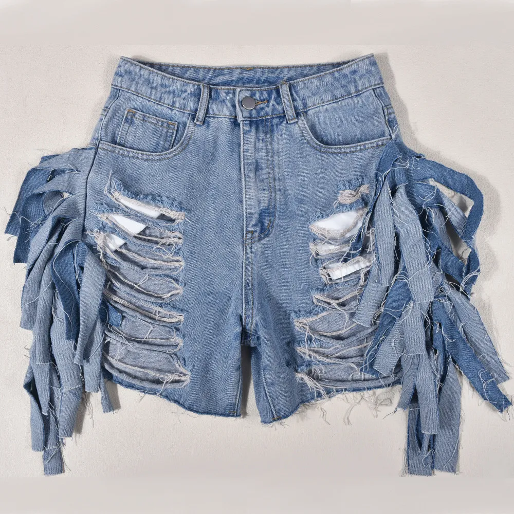 Summer Women's High Waist Ripped Wash Style Hole Tassel Short Shorts 21 Summer Women's High Waist Ripped Wash Style Hole Tassel Short Shorts - Image 19
