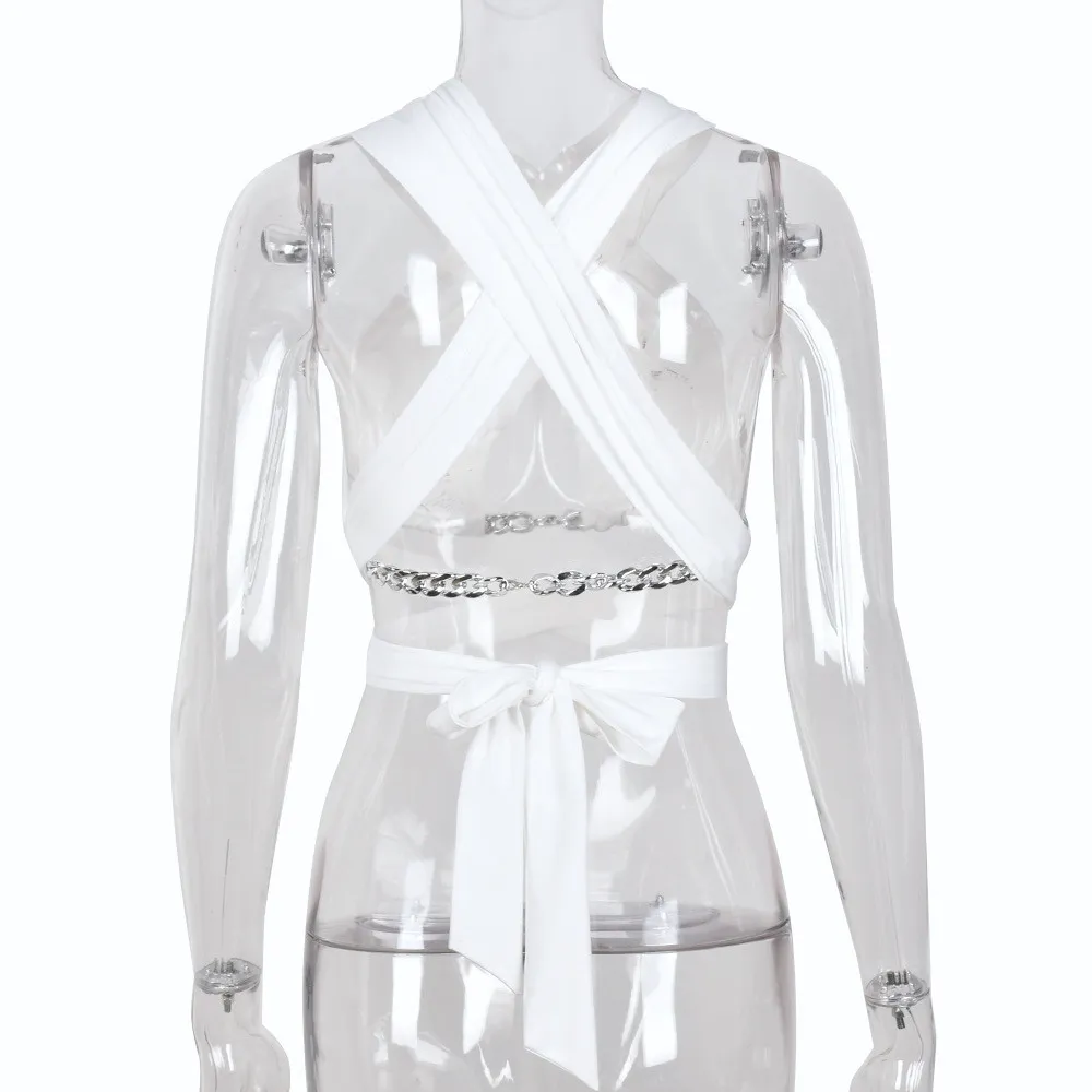 Women Sexy Summer Halter Neck Hollow Chain Backless Top 13 Women Sexy Summer Halter Neck Hollow Chain Backless Top - Image 12