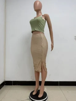 Women Slit Bodycon Sequined Skirt -Women Fashion Shop 105042d5c140308e