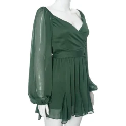 Women Summer Solid Casual Mesh Long Sleeve Lace-Up Backless Mini Dress -Women Fashion Shop 10663fd14203f4e8