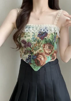 French Oil Painting Lace Camisole Women's Summer Short Top Outdoor Wear -Women Fashion Shop 106fa260917c713e