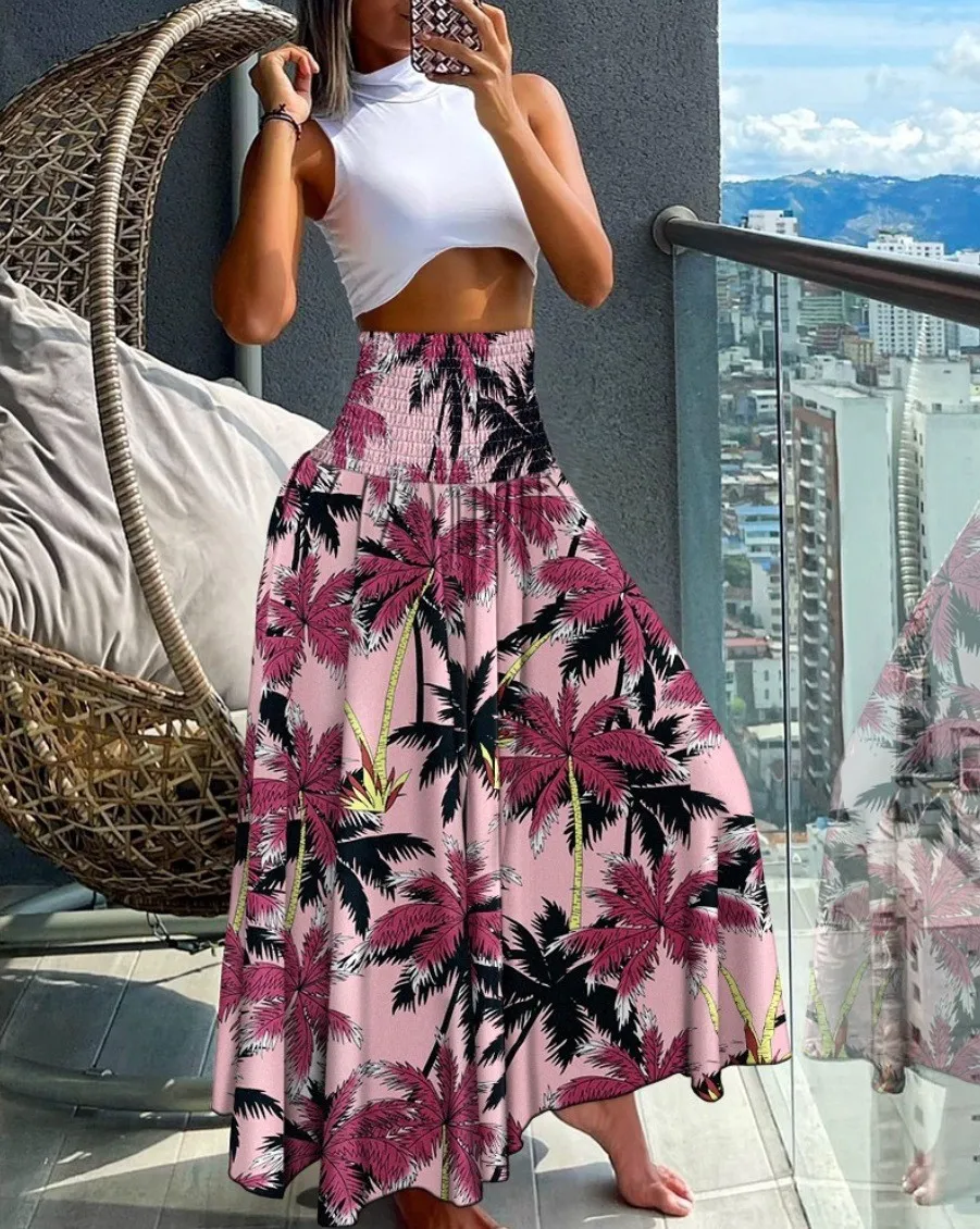Summer Fashion High Waist Printed Women's Long Skirts 9 Summer Fashion High Waist Printed Women's Long Skirts - Image 7