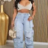 Women Ripped Casual Cargo Denim Pants 2 Women Ripped Casual Cargo Denim Pants -Women Fashion Shop 110ee9b34844e304