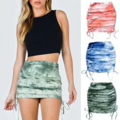 Women's Knitted Skirt Rib Drawstring Sexy Tie Dye Slim Skirt -Women Fashion Shop 1154d9fd161c5fbf