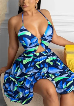 Strappy Printed Ruffle Dress -Women Fashion Shop 119caf13d7f63a3c