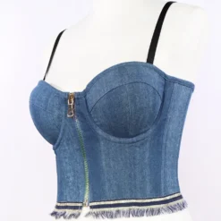 Street Outdoor Wear Suspenders Low Back Stretch Denim Zip Camisole Sexy Shapewear -Women Fashion Shop 11eb21ee40b76e68