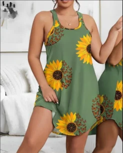 Summer Hot Straps Sleeveless Style MulticOLor Printed Casual Dress For Women