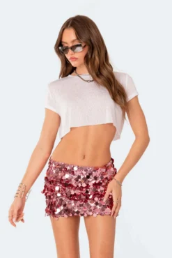Spring Irregular Sequin Fashion Short Mini Skirt Women's Clothes -Women Fashion Shop 12665f8ac5bfab31