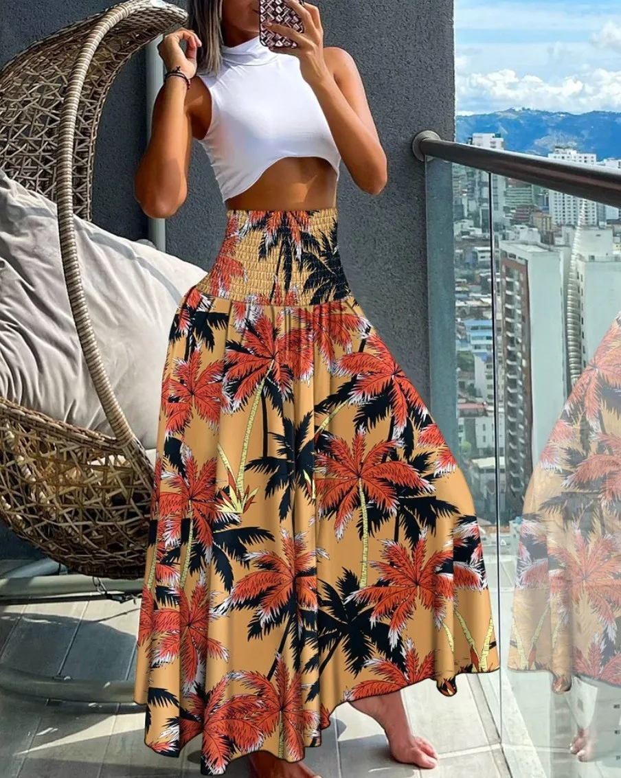 Summer Fashion High Waist Printed Women's Long Skirts 8 Summer Fashion High Waist Printed Women's Long Skirts - Image 6