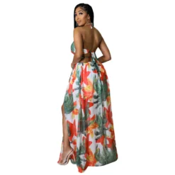 Women's Floral Printed Halter Blackless Slit Maxi Dress 16 Women's Floral Printed Halter Blackless Slit Maxi Dress -Women Fashion Shop 139a110dd671918d