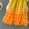 Women Irregular Gradient Cascading Ruffles Puffy Mesh Skirt -Women Fashion Shop 15222ce20a57eafb