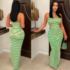 Women Ribbed Print Maxi Dress -Women Fashion Shop 158b8ba8c38ed820