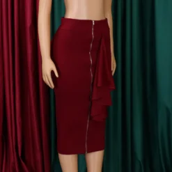 Plus Size African Women Fall Sexy Zipper Bodycon Skirt -Women Fashion Shop 15f07bfcf17b0f20