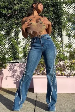 Spring Summer Style Washed Street Fashion High Waist Straight Denim Pants -Women Fashion Shop 15fdf8a06e541164