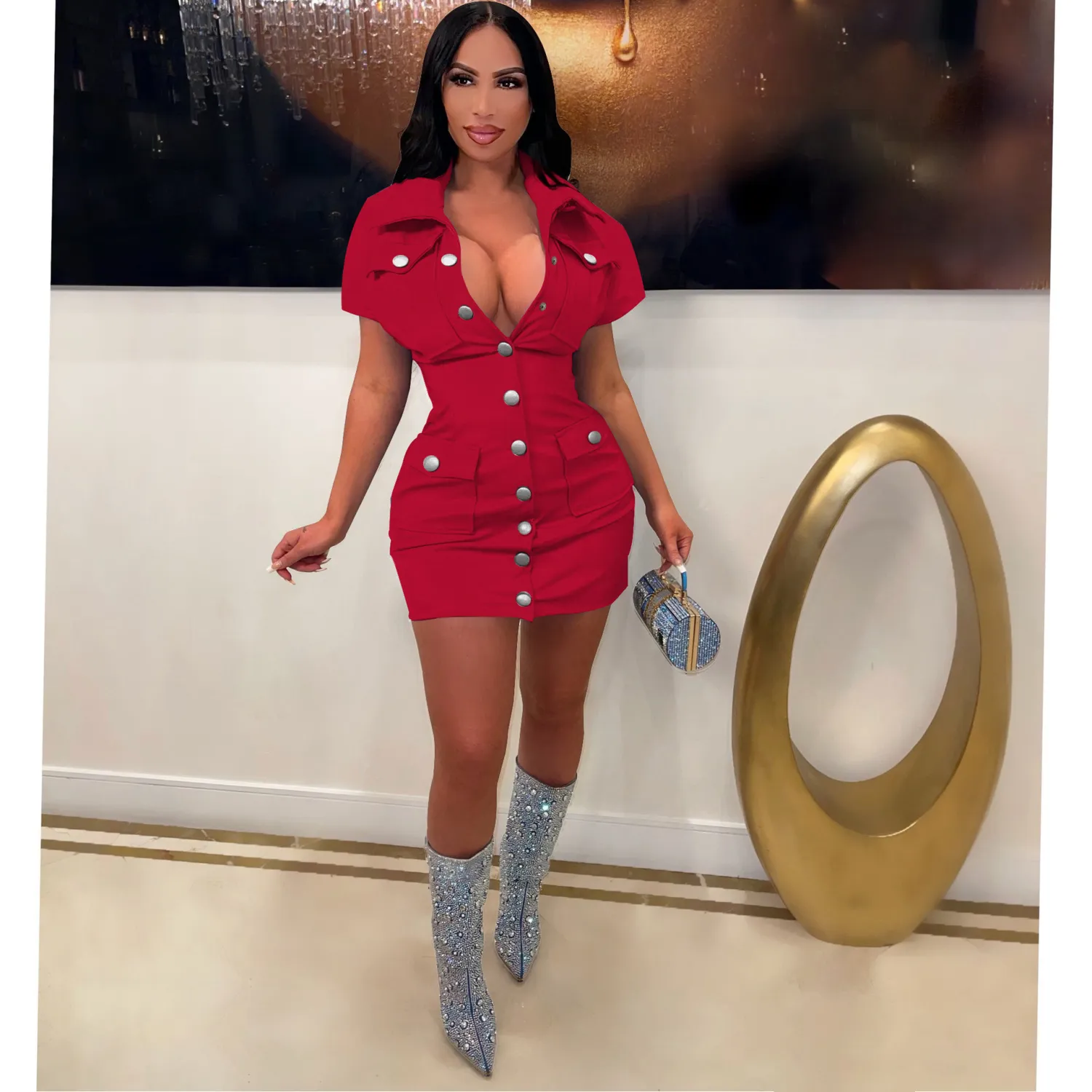 Women Style Pocket Summer Button Sexy Dress 16 Women Style Pocket Summer Button Sexy Dress - Image 14