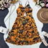 Women Deep V Sexy Camisole Ruffle Edge Print Backless Dress -Women Fashion Shop 1672a48d37c48df2