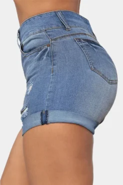 High Stretch Bamboo Ripped Women's Denim Short -Women Fashion Shop 17a229535ce5eaf9