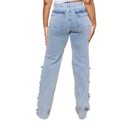 Women's Summer Loose High Waist Wide Leg Ripped Denim Pants Casual Jeans -Women Fashion Shop 1931bfab01aace6b