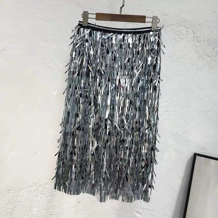 Women Fringed Sequin High Waist Bodycon Skirt 15 Women Fringed Sequin High Waist Bodycon Skirt - Image 13