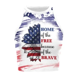 Summer Fashion Women's Clothing American Flag Printing Sleeveless Short Vest -Women Fashion Shop 19c519b8de872c16